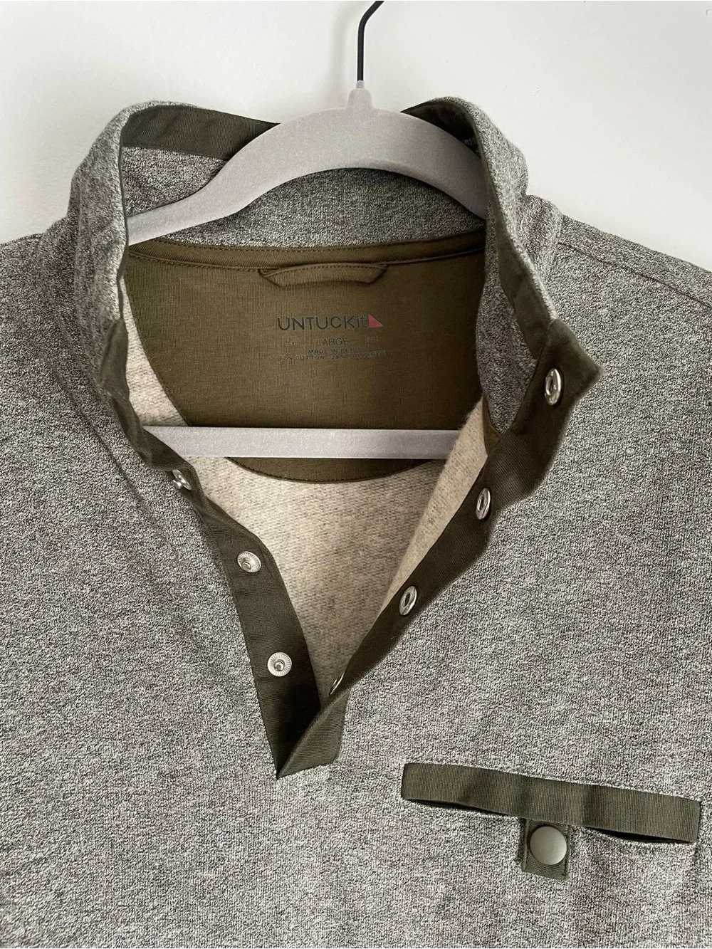 UNTUCKit Men's Parkson Quarter-Snap Pullover, Gray, Large